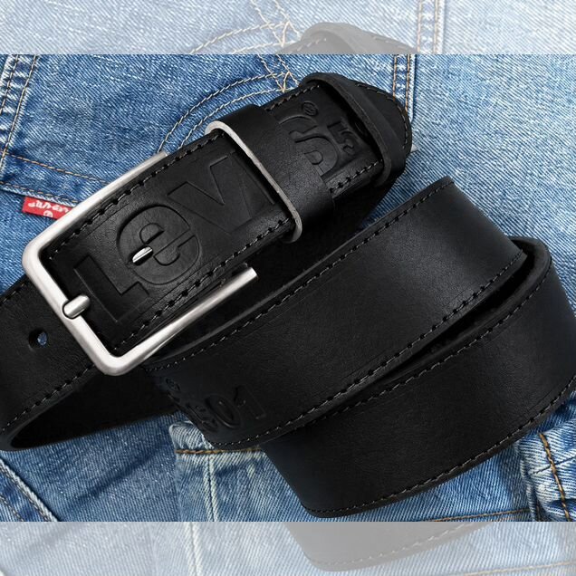 Мужской кожаный ремень Levi’s 501 чёрный 40 мм