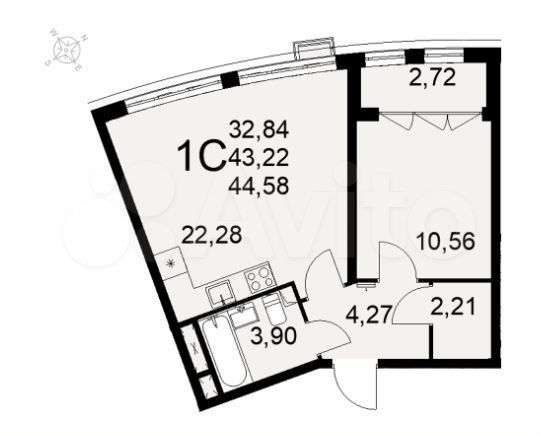 1-к. квартира, 45 м², 10/16 эт.
