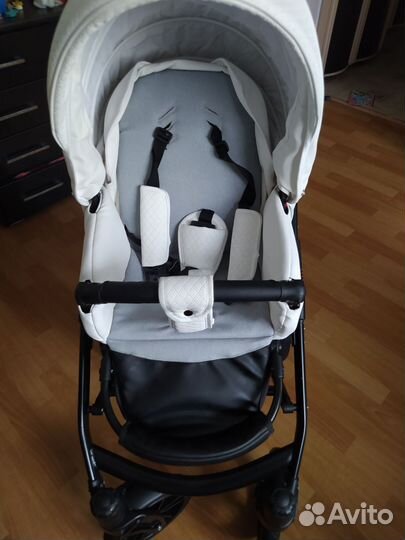 Коляска 2 в 1 индиго из экокожи