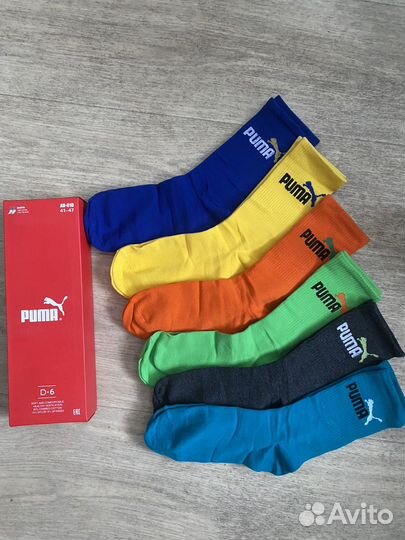 Набор носков Puma, Nike, Adidas 6шт