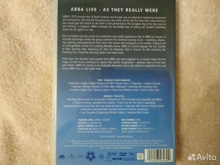 Abba DVD : abba in concert (EU)