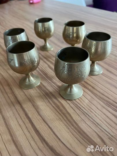 Набор винтажные посеребренные рюмки стопки