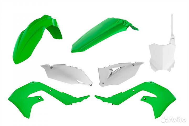 Пластик Polisport Kawasaki KX450 KX250 Бело-зелены