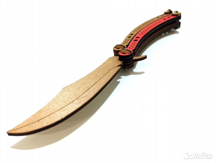 Сувенир деревянный Нож бабочка крашенный