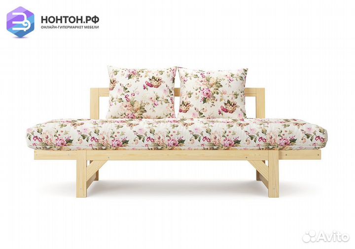 Диван кушетка Амбер бежевый с цветами