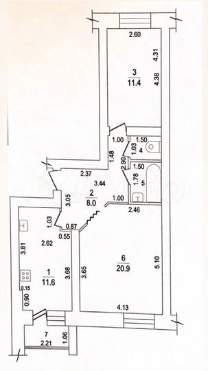 2-к. квартира, 57,3 м², 7/10 эт.