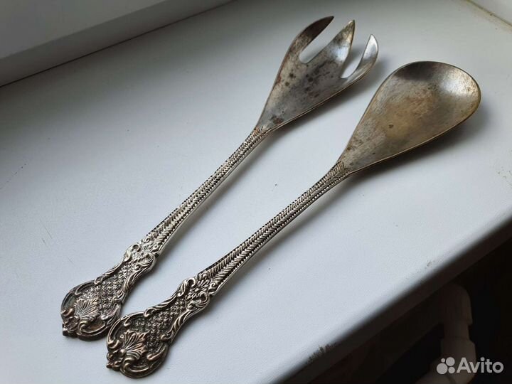 Вилка и ложка серебрение Европа
