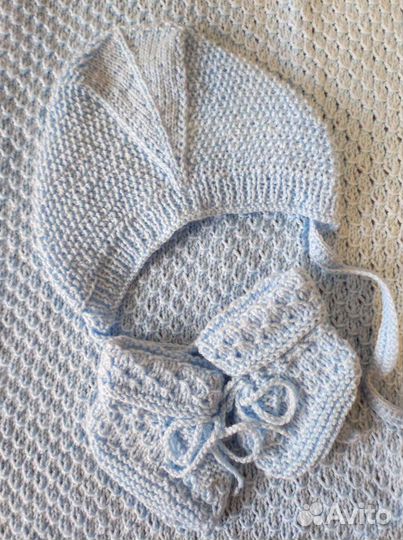 Плед детский вязаный комплект ручная работа