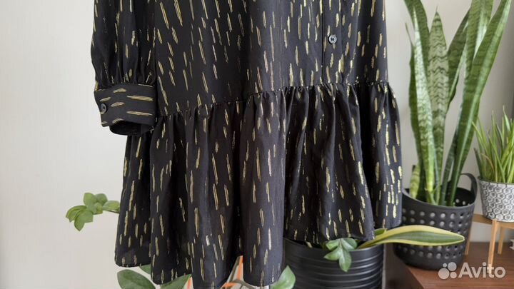 Черное платье женское 46 zara с длинным рукавом