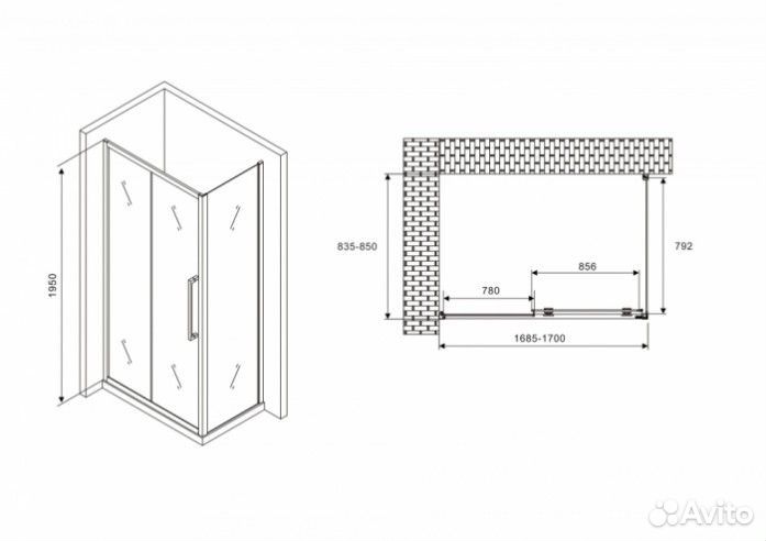 Душевой уголок Abber Schwarzer Diamant AG30170H-S85 170x85