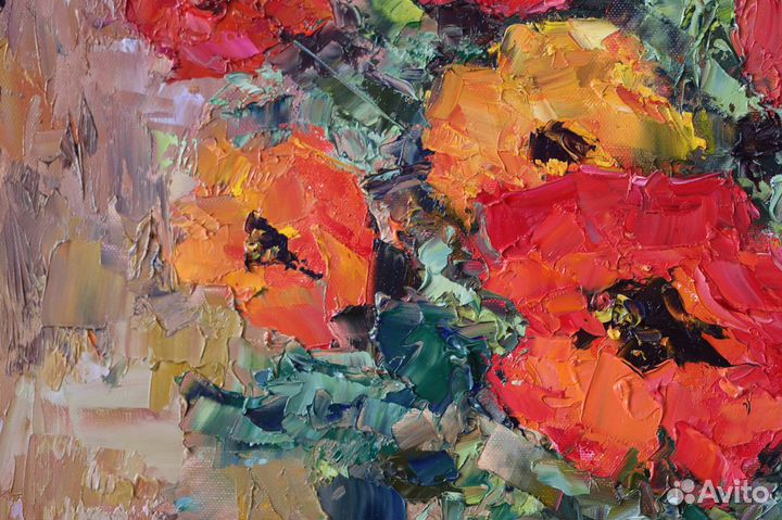 Картина маслом Цветы Маки