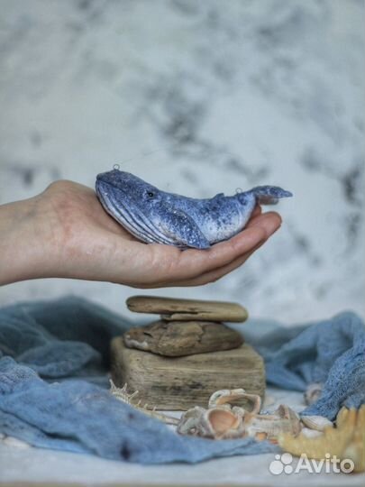 Ватная ёлочная игрушка Кит