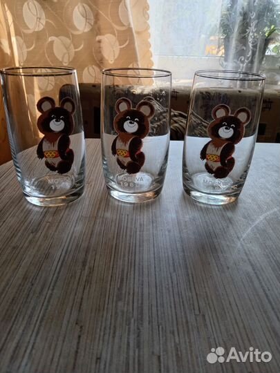 Фужеры СССР олимпийские мишки Москва 1980