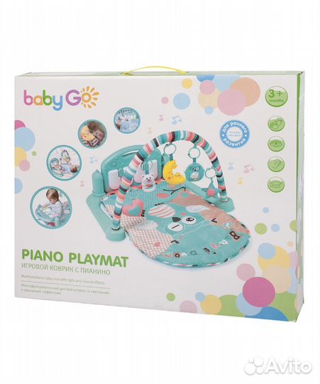 Развивающий коврик BabyGo с пианино новый
