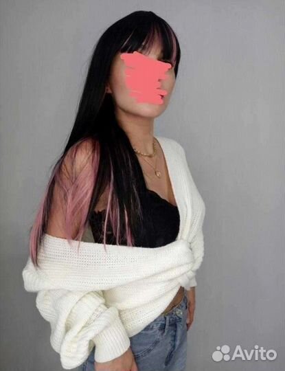 Парик черно-розовый