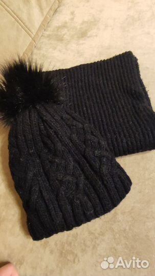 Шапка с помпоном и снуд