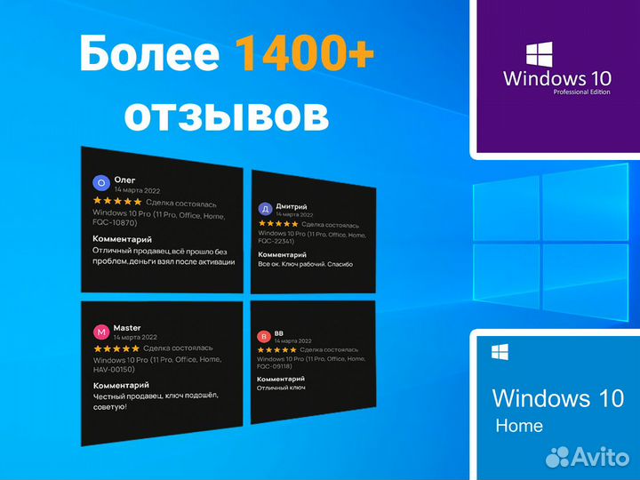 Ключи для Windows 10 Pro (11 Pro, Home, FQC-6771)
