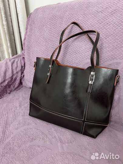 Сумка натуральная кожа коричневая