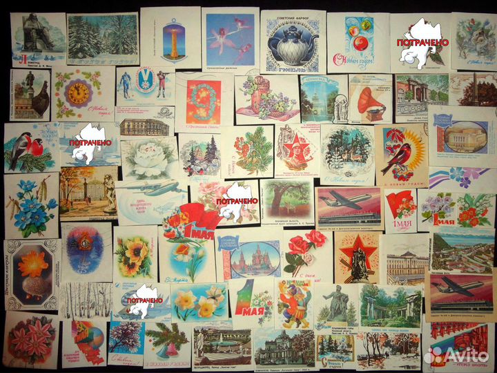 Вырезки картинок из конвертов прошлого века