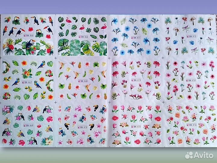 Слайдеры тематические для маникюра ногтей 12штук