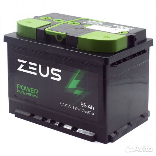 Аккумулятор zeus power 55 Ач п.п Лада Гранта