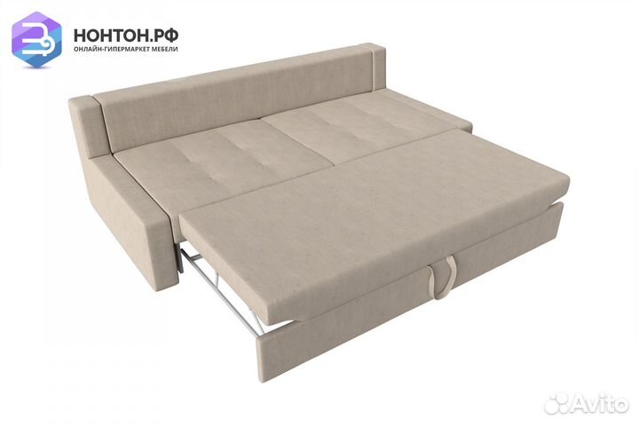 Диван выкатной Мартин рогожка бежевая / коричневая