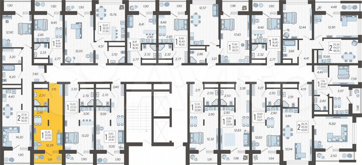 Квартира-студия, 22,8 м², 9/19 эт.