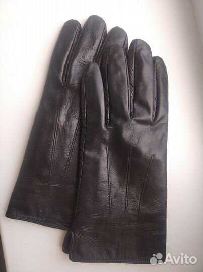 Мужские кожаные перчатки новые черные