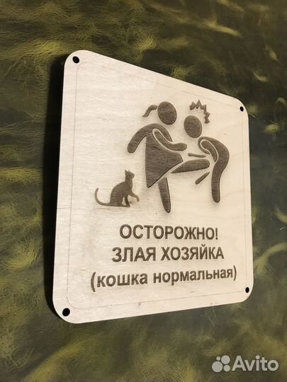Табличка осторожно злая хозяйка, кошка нормальная