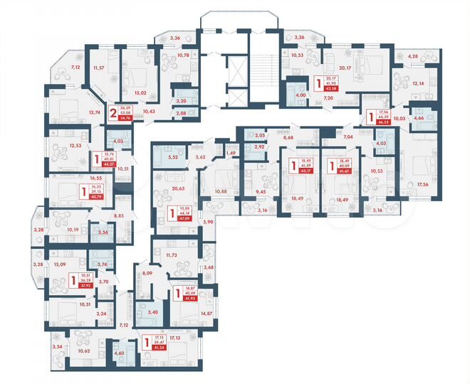2-к. квартира, 52 м², 7/14 эт.