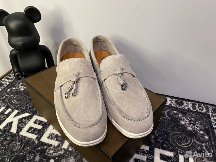 Лоферы Loro Piana замшевые серые