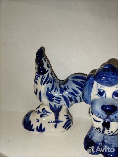 Петушок, собака в кепке, Гжель, СССР, коллекция