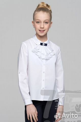 Нарядная школьная белая блузка для девочки