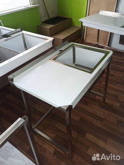 Стол с Мойкой 100x60 из нержавейки