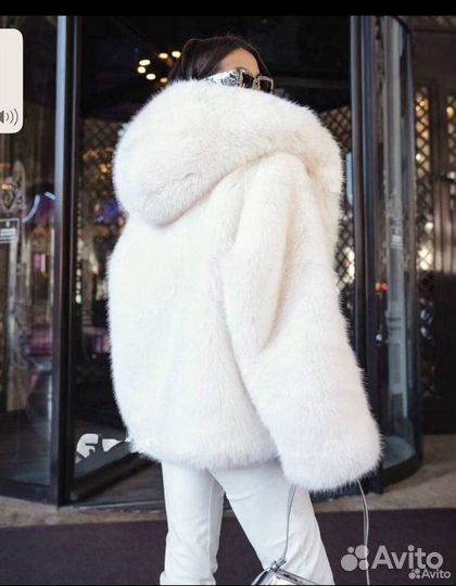 Шуба белая с капюшоном люкс XS S M L новая