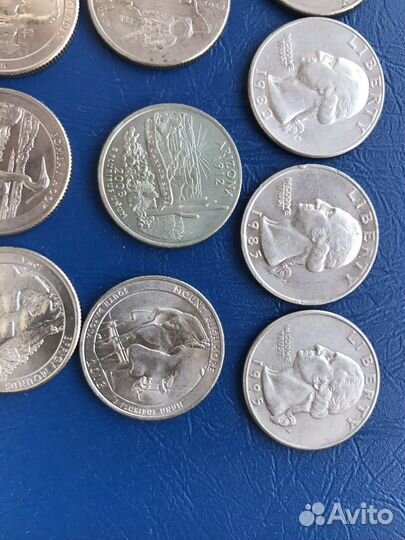 Монеты США quarter dollar, 1/4 доллара, квотер