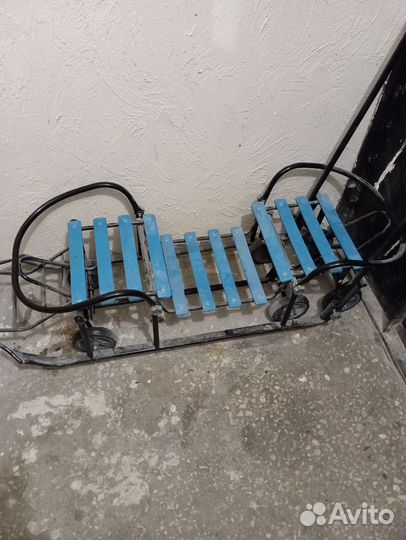 Санки двухместные на колёсах