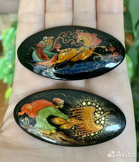 Броши ручная роспись-Палех 70-х и другие