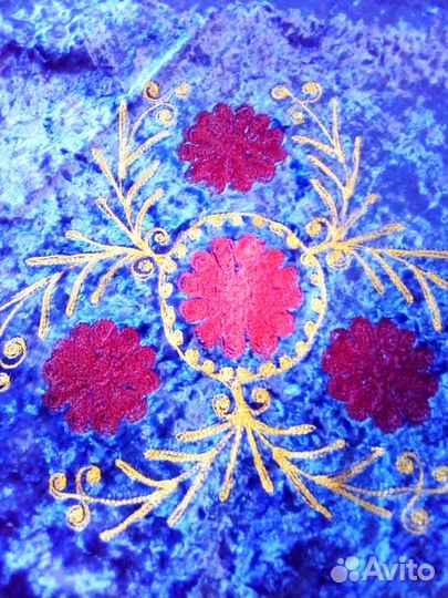 СССР. Плюшевая скатерть синего цвета