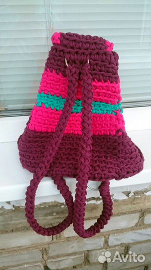 Вязаный рюкзак Марсала handmade