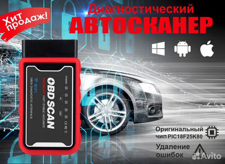 Автомобильный диагностический Автосканер wifi obd2