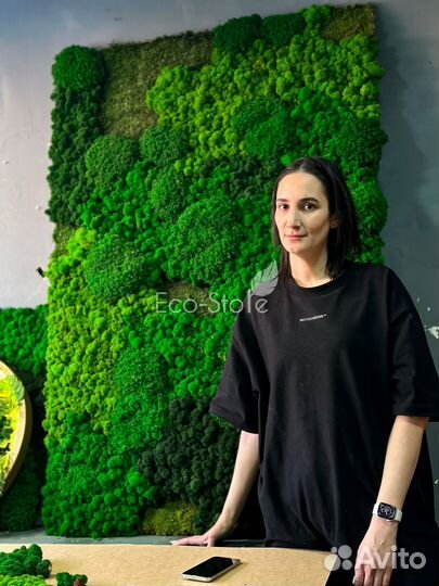 Панно зеленый мох 90 см