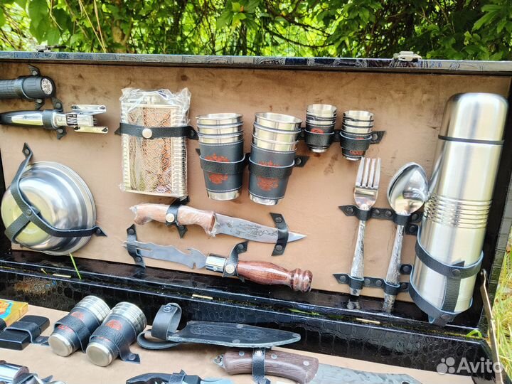 Шашлычный набор подарочный, нож ст.65х13