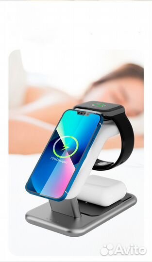 Док станция 3 в 1 с беспроводной зарядкой iPhone