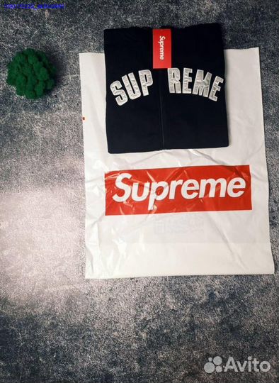 Supreme черное худи с молнией для модных образов