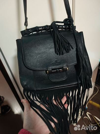 Нат.кожа Gucci сумка с бахромой замша