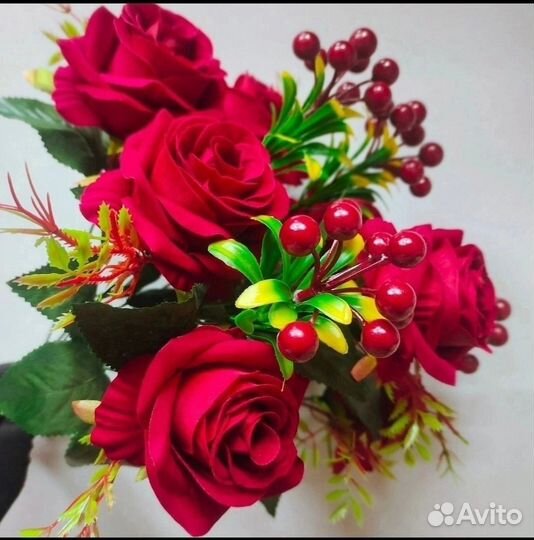 Искусственные цветы розы бархатные