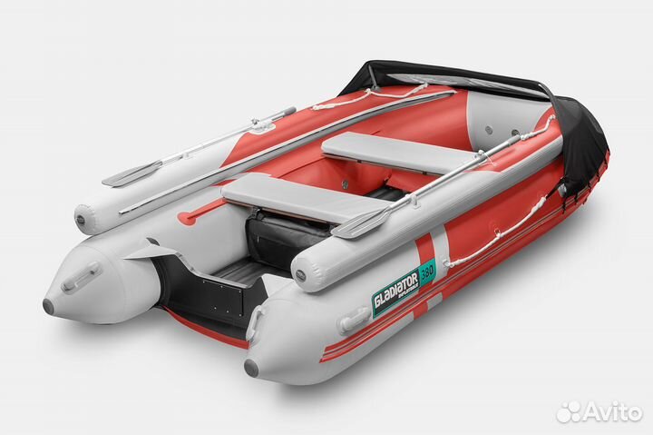 Надувная лодка gladiator E380X красно-белая