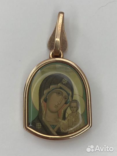 Кулон иконка, позолота 585