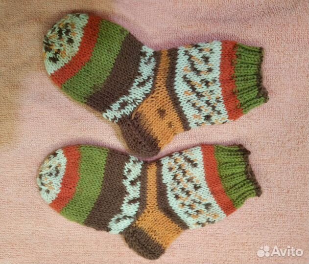 Носки ручной вязки шерстяные